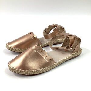 Wanted Metallic Rose Gold Scalloped Ankle Strap Espadrilles Women Size 9